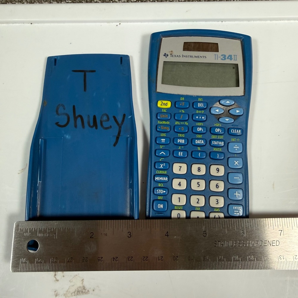 Texas Instruments TI-34 II Scientific Calculator Blue Solar Math Study - Picture 3 of 3